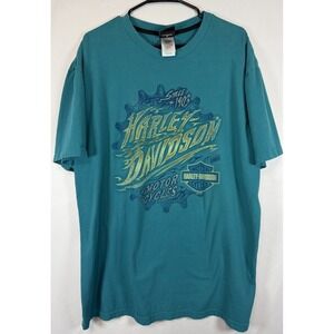 Harley Davidson T Shirt Mens XL Teal Iron Valley Manheim PA Motorcycle Graphic T